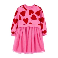 Carter's Tulle Heart Little & Big Girls Long Sleeve Cuffed Tutu Dress