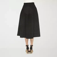 White Mark Womens High Rise Midi Flared Skirt