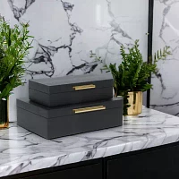 Cheungs Black Faux Snakeskin Rectangular 2-pc. Decorative Box