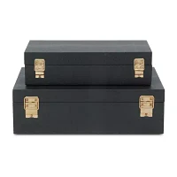 Cheungs Black Faux Snakeskin Rectangular 2-pc. Decorative Box