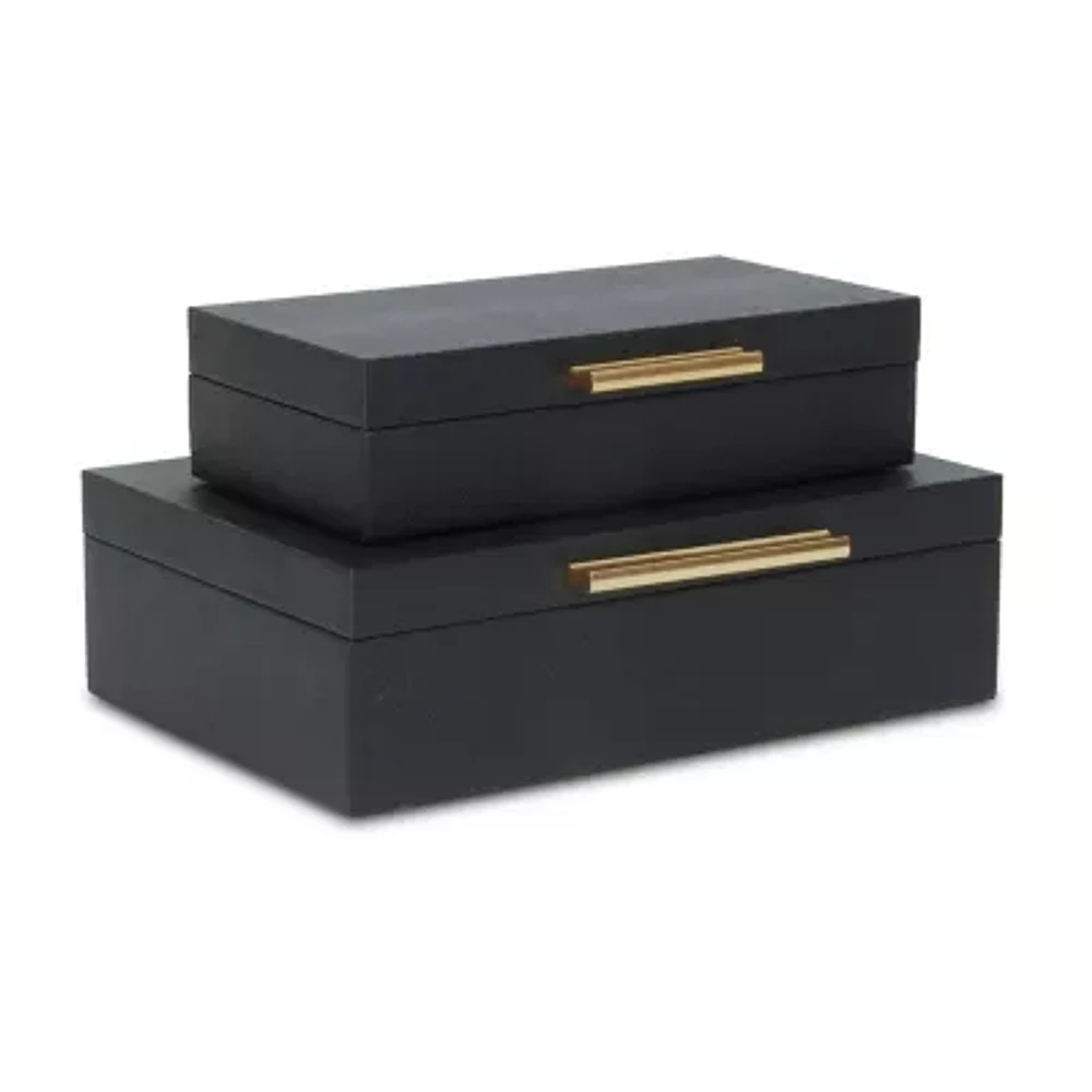 Cheungs Black Faux Snakeskin Rectangular 2-pc. Decorative Box