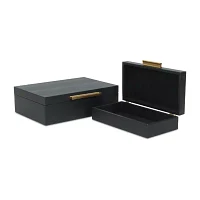 Cheungs Black Faux Snakeskin Rectangular 2-pc. Decorative Box