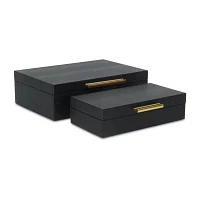 Cheungs Black Faux Snakeskin Rectangular 2-pc. Decorative Box