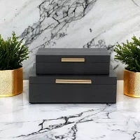 Cheungs Black Faux Snakeskin Rectangular 2-pc. Decorative Box