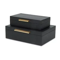 Cheungs Black Faux Snakeskin Rectangular 2-pc. Decorative Box