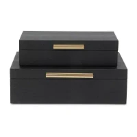 Cheungs Black Faux Snakeskin Rectangular 2-pc. Decorative Box