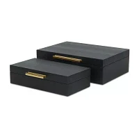 Cheungs Black Faux Snakeskin Rectangular 2-pc. Decorative Box