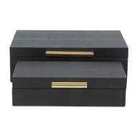 Cheungs Black Faux Snakeskin Rectangular 2-pc. Decorative Box