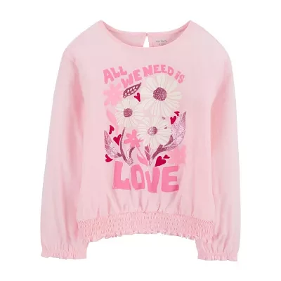 Carter's Little & Big Girls Round Neck Long Sleeve Graphic T-Shirt