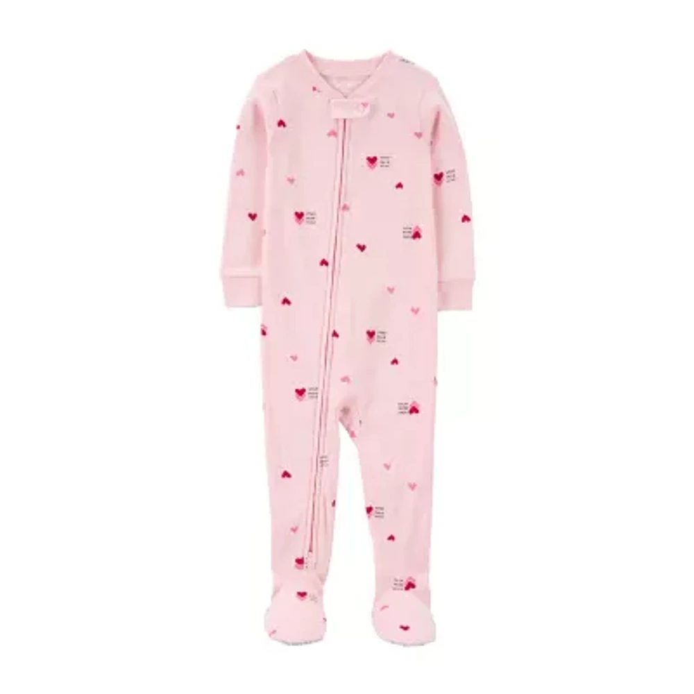 Carter's Toddler Girls Crew Neck Long Sleeve Footed Pajamas