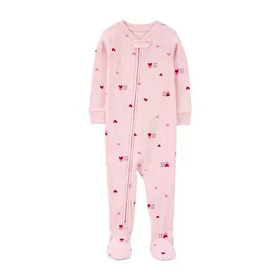 Carter's Toddler Girls Crew Neck Long Sleeve Footed Pajamas