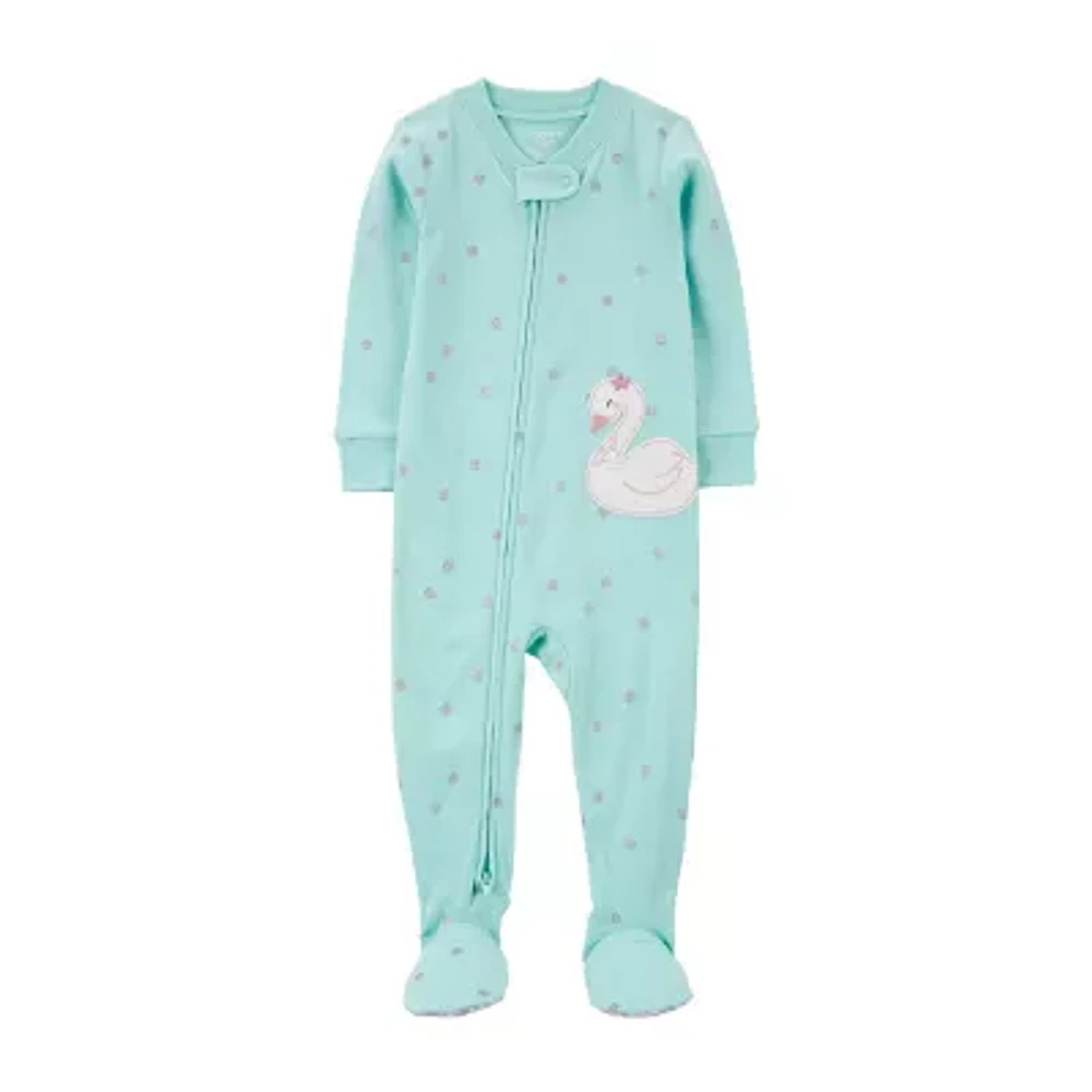 Carter's Toddler Girls Crew Neck Long Sleeve Footed Pajamas