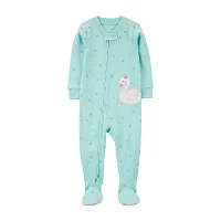 Carter's Toddler Girls Crew Neck Long Sleeve Footed Pajamas