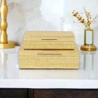 Cheungs Gold Faux Snakeskin Rectangular 2-pc. Decorative Box