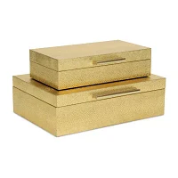 Cheungs Gold Faux Snakeskin Rectangular 2-pc. Decorative Box