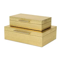 Cheungs Gold Faux Snakeskin Rectangular 2-pc. Decorative Box