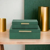 Cheungs Green Faux Shagreen Rectangular 2-pc. Decorative Box