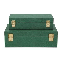 Cheungs Green Faux Shagreen Rectangular 2-pc. Decorative Box