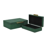 Cheungs Green Faux Shagreen Rectangular 2-pc. Decorative Box