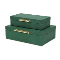 Cheungs Green Faux Shagreen Rectangular 2-pc. Decorative Box