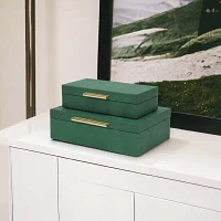 Cheungs Green Faux Shagreen Rectangular 2-pc. Decorative Box