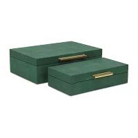 Cheungs Green Faux Shagreen Rectangular 2-pc. Decorative Box