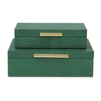 Cheungs Green Faux Shagreen Rectangular 2-pc. Decorative Box