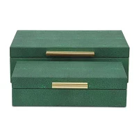 Cheungs Green Faux Shagreen Rectangular 2-pc. Decorative Box