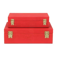 Cheungs Red Faux Shagreen Rectangular 2-pc. Decorative Box