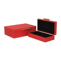 Cheungs Red Faux Shagreen Rectangular 2-pc. Decorative Box