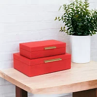 Cheungs Red Faux Shagreen Rectangular 2-pc. Decorative Box