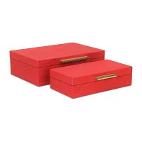 Cheungs Red Faux Shagreen Rectangular 2-pc. Decorative Box