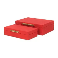 Cheungs Red Faux Shagreen Rectangular 2-pc. Decorative Box
