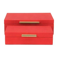 Cheungs Red Faux Shagreen Rectangular 2-pc. Decorative Box