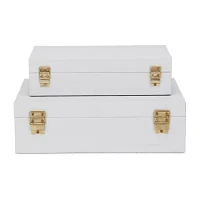 Cheungs White Faux Snakeskin Rectangular 2-pc. Decorative Box