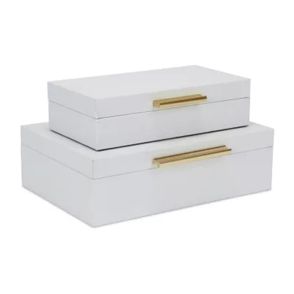 Cheungs White Faux Snakeskin Rectangular 2-pc. Decorative Box