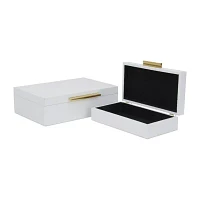 Cheungs White Faux Snakeskin Rectangular 2-pc. Decorative Box