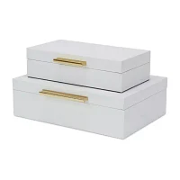 Cheungs White Faux Snakeskin Rectangular 2-pc. Decorative Box