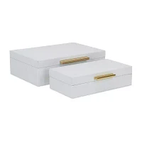 Cheungs White Faux Snakeskin Rectangular 2-pc. Decorative Box