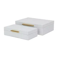 Cheungs White Faux Snakeskin Rectangular 2-pc. Decorative Box