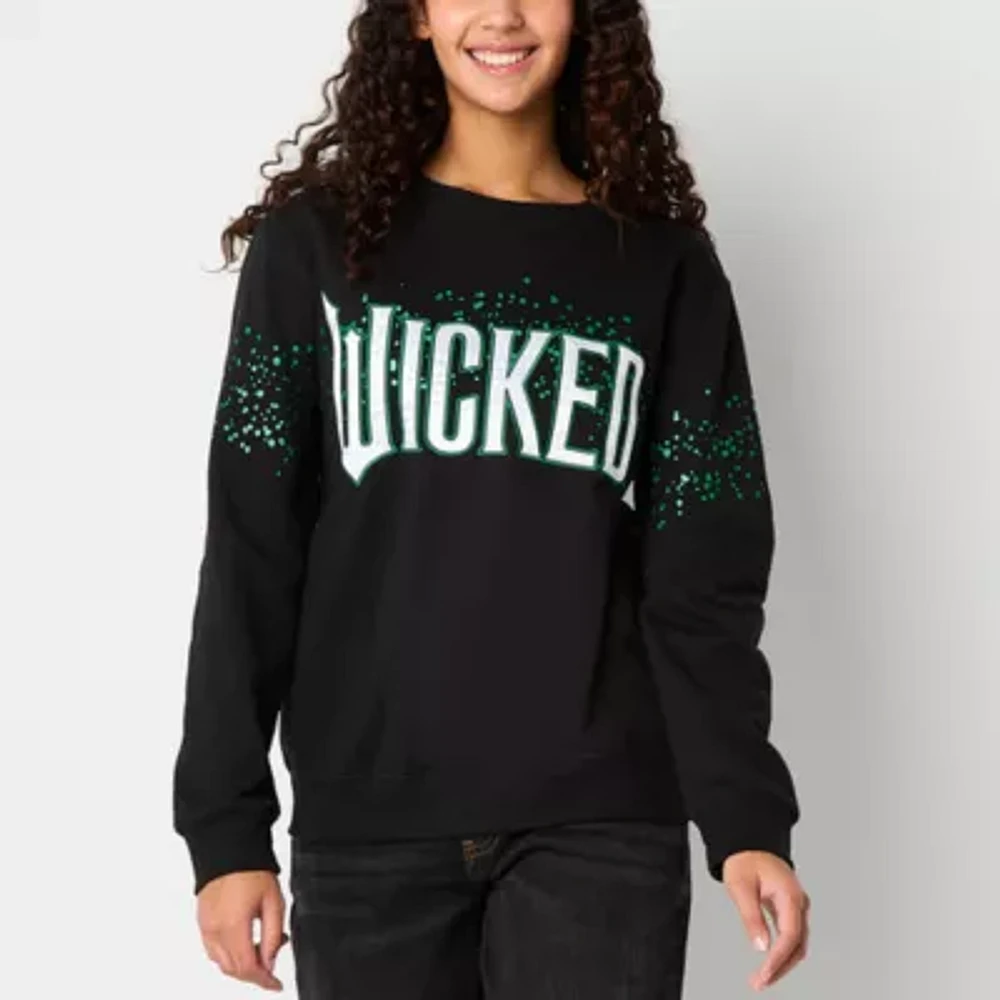 Juniors Wicked The Movie Womens Crew Neck Long Sleeve Wicked Sweatshirt