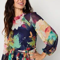 Melonie T Womens Long Sleeve Floral Maxi Dress