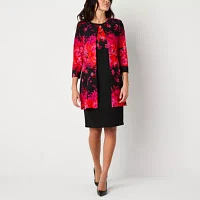 Danny & Nicole Womens Floral Jacket Dress