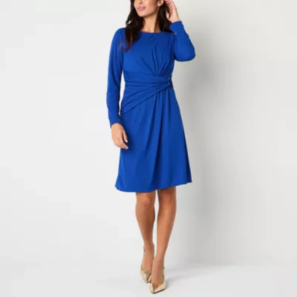 R & K Originals Womens Long Sleeve Fit + Flare Dress