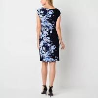 Black Label by Evan-Picone Womens Sleeveless Floral Sheath Dress