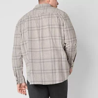 mutual weave Big and Tall Mens Regular Fit Long Sleeve Checked Button-Down Shirt