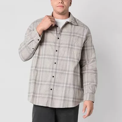 mutual weave Big and Tall Mens Regular Fit Long Sleeve Checked Button-Down Shirt