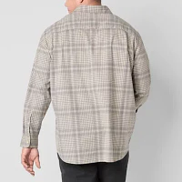 mutual weave Big and Tall Mens Easy-on + Easy-off Seated Wear Adaptive Regular Fit Long Sleeve Checked Button-Down Shirt