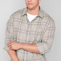 mutual weave Big and Tall Mens Easy-on + Easy-off Seated Wear Adaptive Regular Fit Long Sleeve Checked Button-Down Shirt