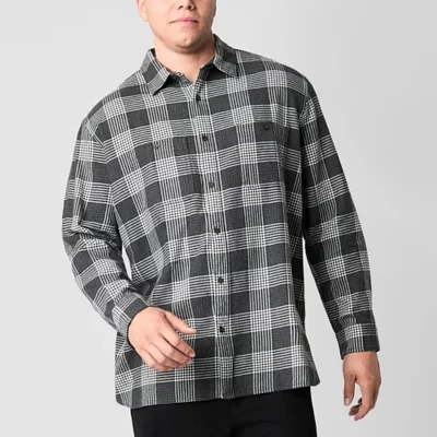 mutual weave Big and Tall Mens Easy-on + Easy-off Adaptive Regular Fit Long Sleeve Flannel Shirt